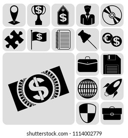  Set of 17 business icons, high quality. Collection. Detailed design. Vector Illustration.