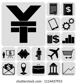 Set of 17 business icons, high quality. Collection. Amazing desing. Vector Illustration.