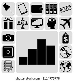 Set of 17 business icons, high quality. Collection. Flat design. Vector Illustration.
