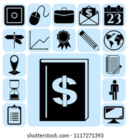 Set of 17 business icons, high quality. Collection. Flat design. Vector Illustration.