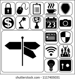 Set of 17 business icons, high quality. Collection. Flat design. Vector Illustration.