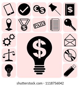 Set of 17 business icons, high quality. Collection. Flat design. Vector Illustration.