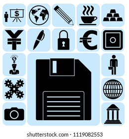 Set of 17 business icons, high quality. Collection. Flat design. Vector Illustration.