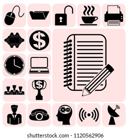 Set of 17 business icons, high quality. Collection. Amazing desing. Vector Illustration.