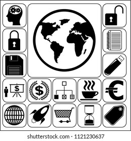 Set of 17 business icons, high quality. Collection. Flat design. Vector Illustration.