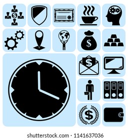  Set of 17 business icons, high quality. Collection. Flat design. Vector Illustration.