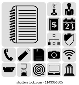 Set of 17 business icons, high quality. Collection. Amazing desing. Vector Illustration.