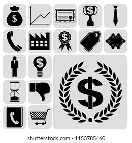 Set of 17 business icons, high quality. Collection. Flat design. Vector Illustration.