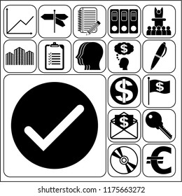 Set of 17 business icons, high quality. Collection. Amazing desing. Vector Illustration.