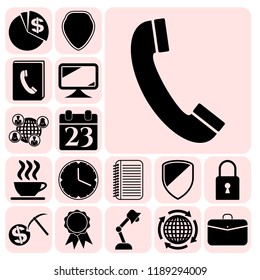 Set of 17 business icons, high quality. Collection. Detailed design. Vector Illustration.