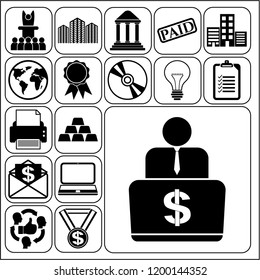 Set of 17 business icons, high quality. Collection. Detailed design. Vector Illustration.