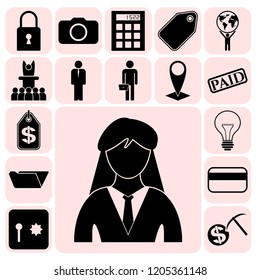 Set of 17 business icons, high quality. Collection. Detailed design. Vector Illustration.