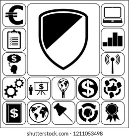 Set of 17 business icons, high quality. Collection. Flat design. Vector Illustration.