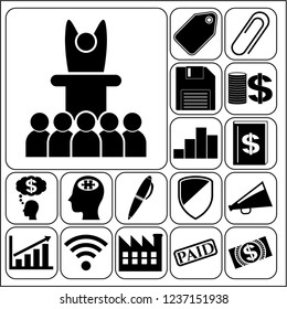 Set of 17 business icons, high quality. Collection. Detailed design. Vector Illustration.