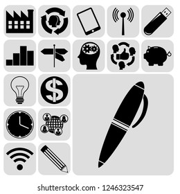 Set of 17 business icons, high quality. Collection. Amazing desing. Vector Illustration.