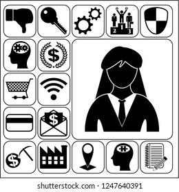 Set of 17 business icons, high quality. Collection. Detailed design. Vector Illustration.