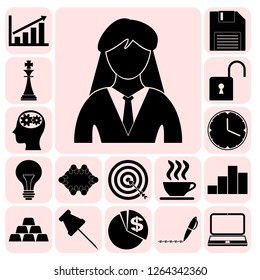 Set of 17 business icons, high quality. Collection. Detailed design. Vector Illustration.