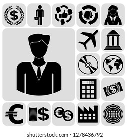 Set of 17 business icons, high quality. Collection. Flat design. Vector Illustration.