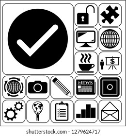 Set of 17 business icons, high quality. Collection. Amazing desing. Vector Illustration.