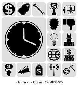 Set of 17 business icons, high quality. Collection. Detailed design. Vector Illustration.