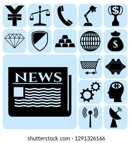 Set of 17 business icons, high quality. Collection. Detailed design. Vector Illustration.