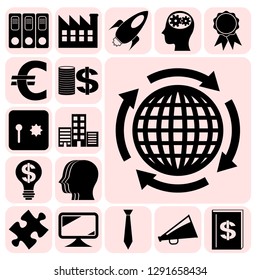 Set of 17 business icons, high quality. Collection. Amazing desing. Vector Illustration.