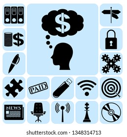 Set of 17 business icons, high quality. Collection. Amazing desing. Vector Illustration.