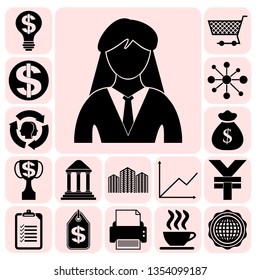 Set of 17 business icons, high quality. Collection. Detailed design. Vector Illustration.