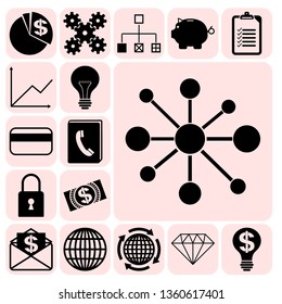Set of 17 business icons, high quality. Collection. Detailed design. Vector Illustration.