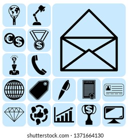Set of 17 business icons, high quality. Collection. Amazing desing. Vector Illustration.