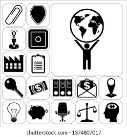 Set of 17 business icons, high quality. Collection. Amazing desing. Vector Illustration.