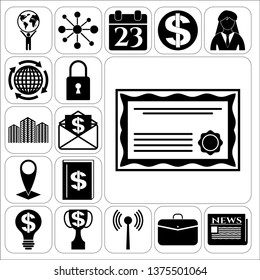 Set of 17 business icons, high quality. Collection. Flat design. Vector Illustration.