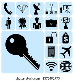 Set of 17 business icons, high quality. Collection. Flat design. Vector Illustration.