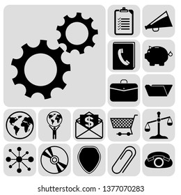 Set of 17 business icons, high quality. Collection. Flat design. Vector Illustration.