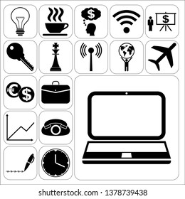 Set of 17 business icons, high quality. Collection. Flat design. Vector Illustration.