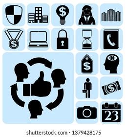 Set of 17 business icons, high quality. Collection. Detailed design. Vector Illustration.