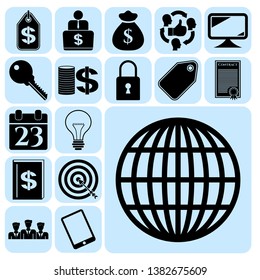 Set of 17 business icons, high quality. Collection. Flat design. Vector Illustration.