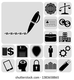 Set of 17 business icons, high quality. Collection. Detailed design. Vector Illustration.