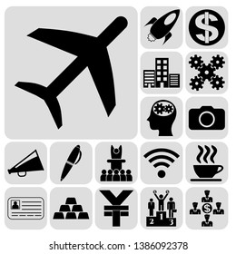 Set of 17 business icons, high quality. Collection. Detailed design. Vector Illustration.
