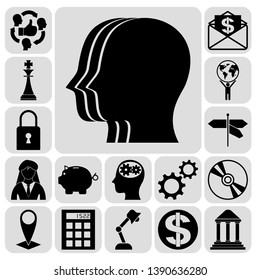 Set of 17 business icons, high quality. Collection. Flat design. Vector Illustration.