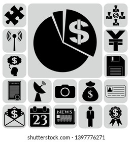 Set of 17 business icons, high quality. Collection. Flat design. Vector Illustration.