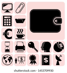 Set of 17 business icons, high quality. Collection. Detailed design. Vector Illustration.