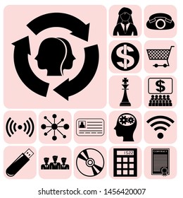 Set of 17 business icons, high quality. Collection. Flat design. Vector Illustration.