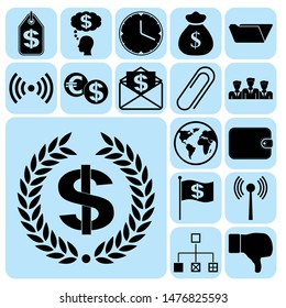 Set of 17 business icons, high quality. Collection. Amazing desing. Vector Illustration.