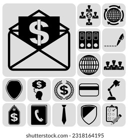 Set of 17 Business icons, high quality. Flat design. 