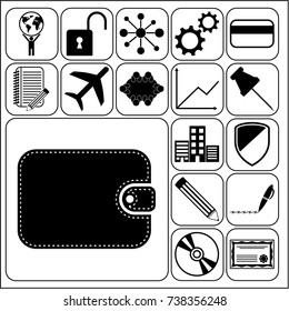 Set of 17 business icons, high quality. Collection. Flat design. Vector Illustration.