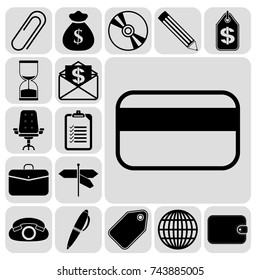 Set of 17 business icons, high quality. Collection. Detailed design. Vector Illustration.