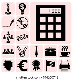 Set of 17 business icons, high quality. Collection. Flat design. Vector Illustration.