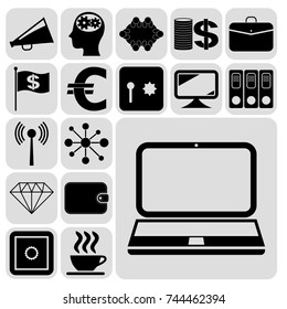 Set of 17 business icons, high quality. Collection. Detailed design. Vector Illustration.