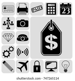 Set of 17 business icons, high quality. Collection. Amazing desing. Vector Illustration.